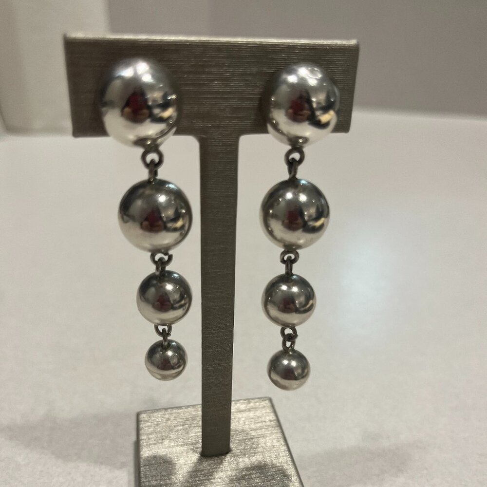 Sterling Silver Drop Balls Earrings